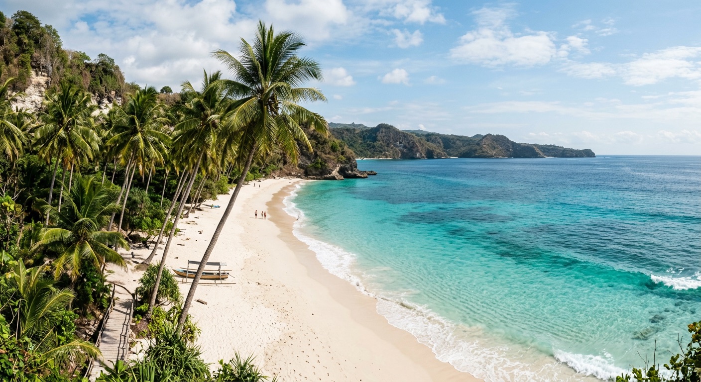 Plaża na Bali — ocean i tropikalna roślinność